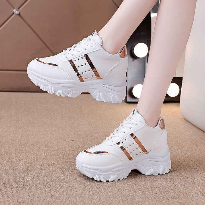 Ladies Fashion Platform Sneakers with Chunky Sole and Metallic Applications Mune Fashion