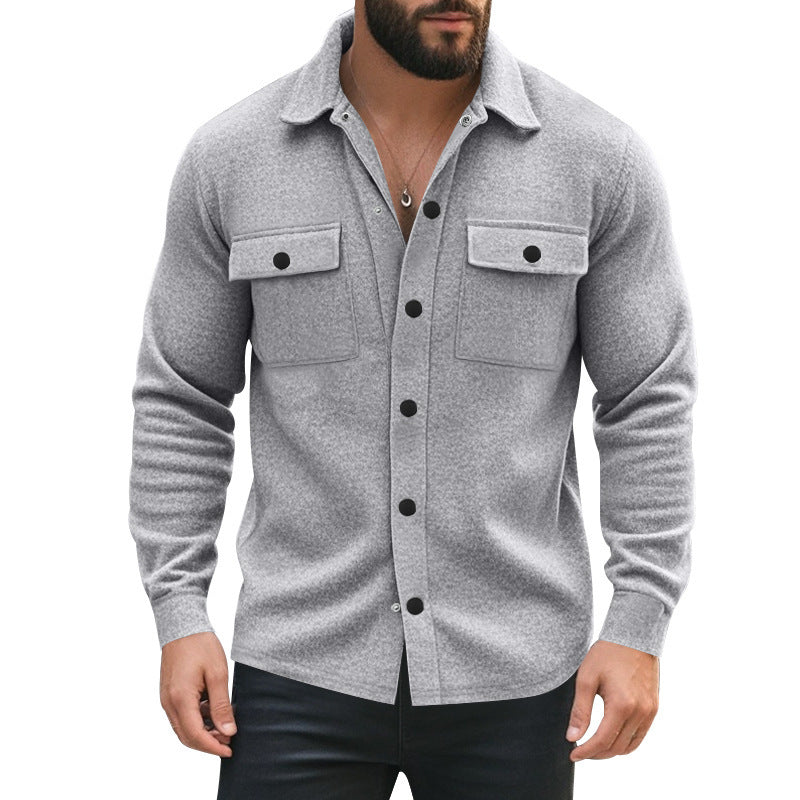Men's unlined shirt jacket with fleece lining, patch chest pockets and snap button placket Mune Fashion