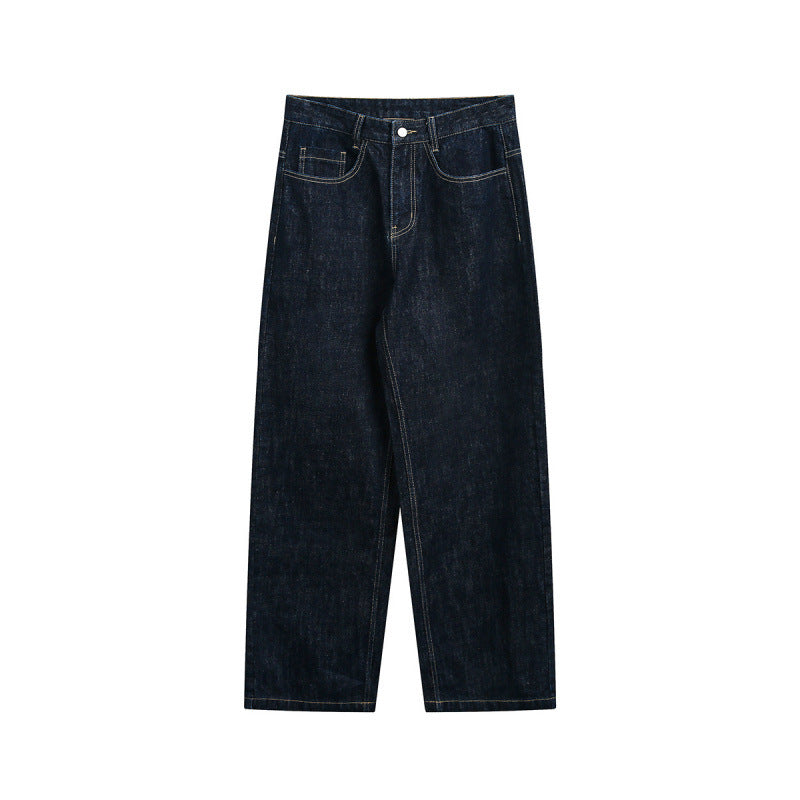 Women High-Waist Straight-Leg Raw-Denim Jeans with Relaxed Fit and Five-Pocket Design Mune Fashion