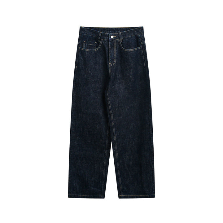 Women High-Waist Straight-Leg Raw-Denim Jeans with Relaxed Fit and Five-Pocket Design Mune Fashion