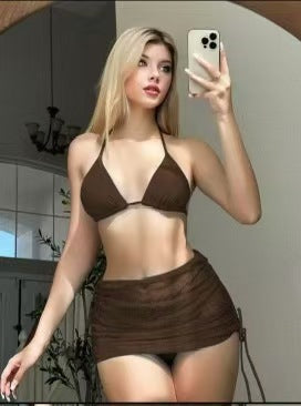 Ladies Bikini set with adjustable straps and transparent wrap skirt Mune Fashion