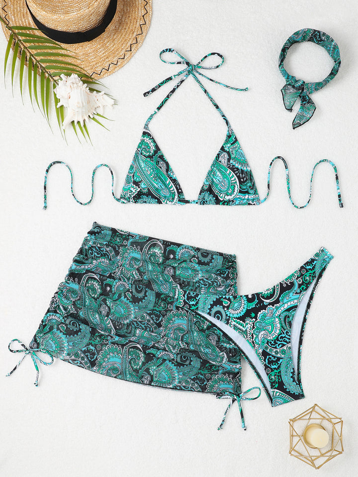 Women Bikini Set with adjustable straps and fashionable wrap skirt Mune Fashion
