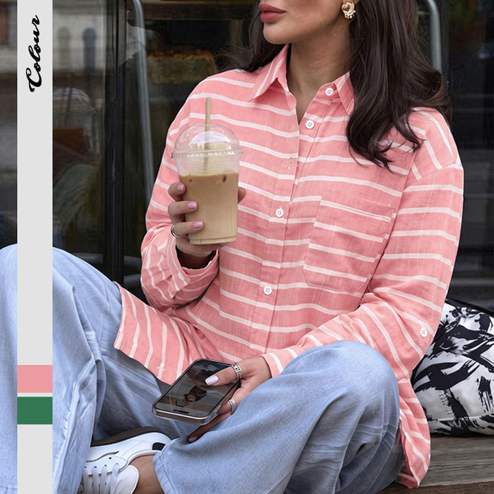 Women Stylish Striped Blouse Mune Fashion
