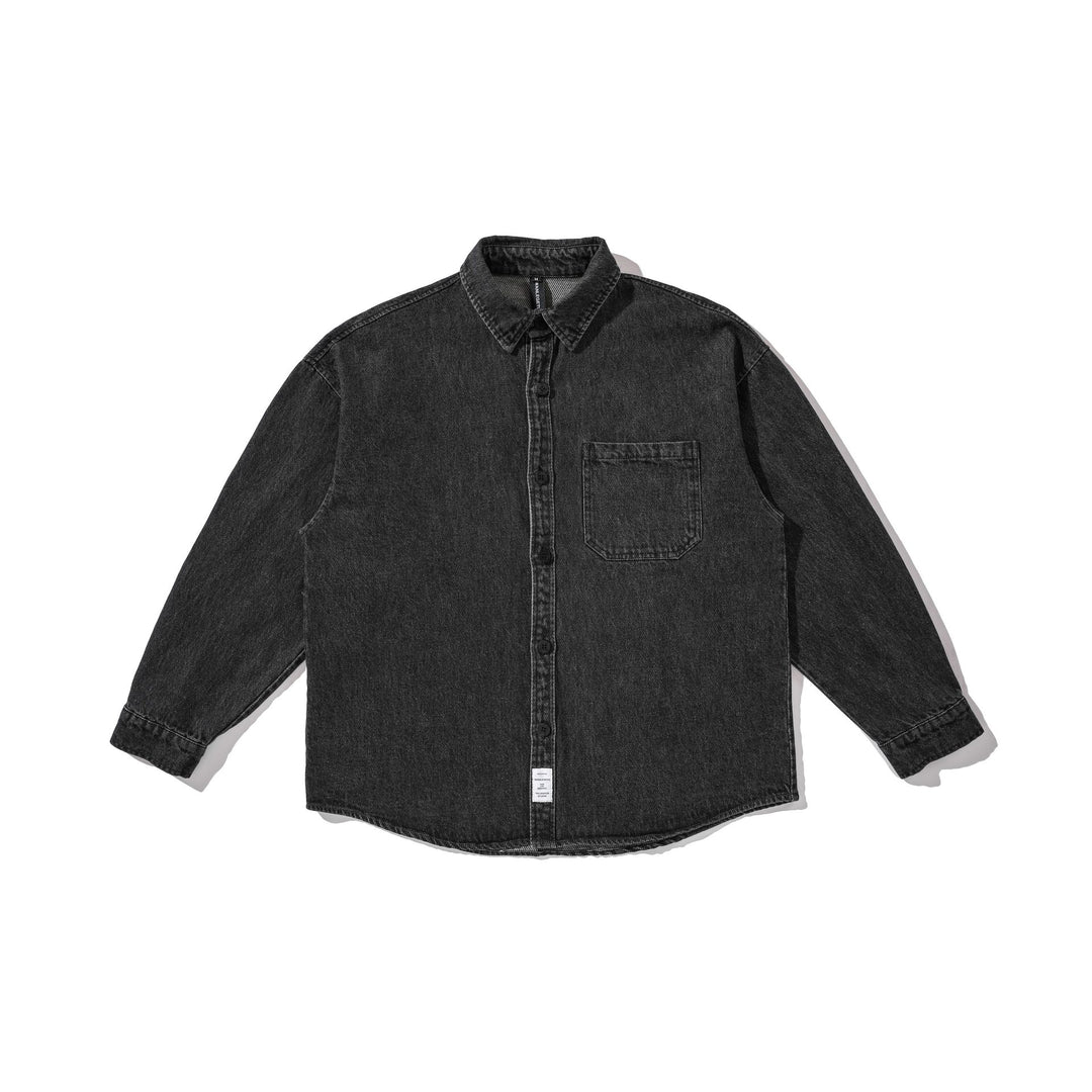 Men's overshirt made of washed denim with rounded hem Mune Fashion