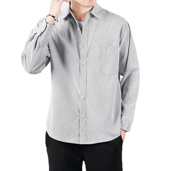 Men Striped Oversized Casual Shirt made of Cotton Blend with Chest Pocket Mune Fashion