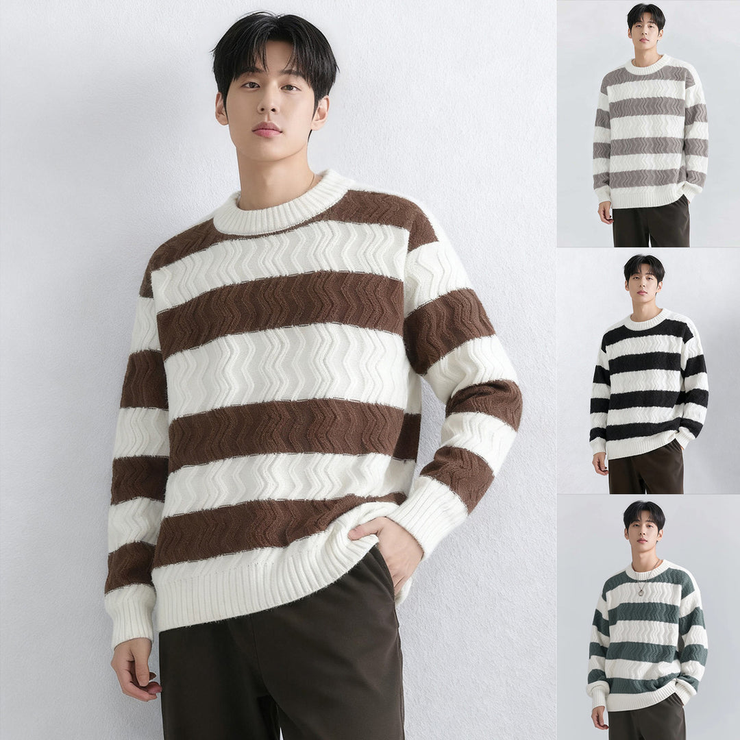 Men's chunky knit sweater with wave pattern Mune Fashion