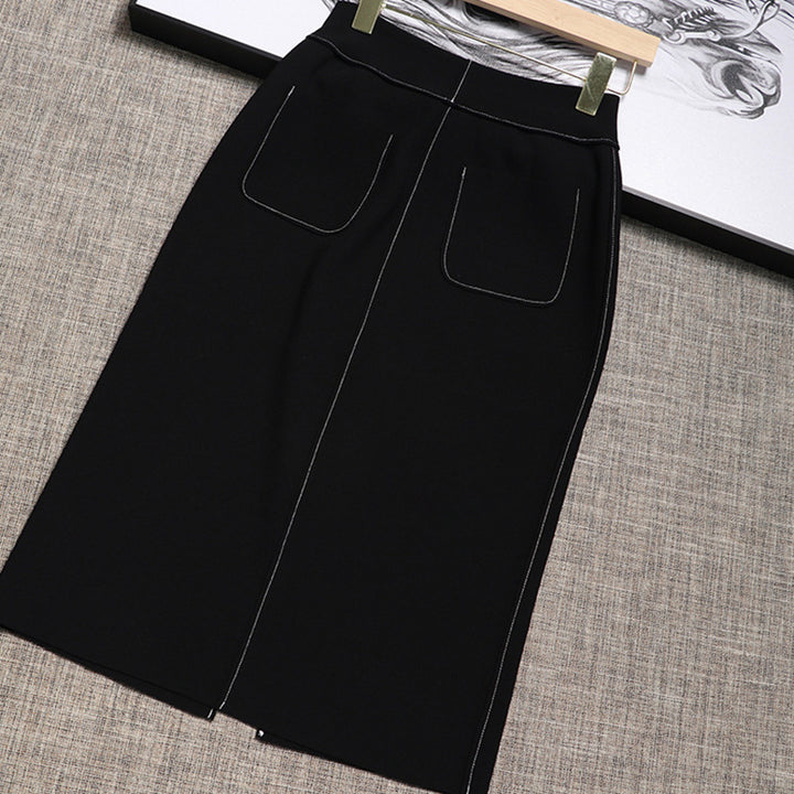 Women Elegant Midi Skirt with Slits Mune Fashion
