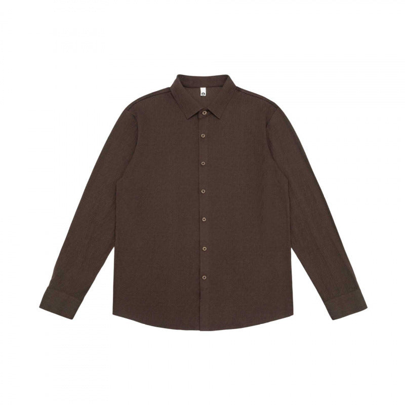 Men's fine cotton shirt with Kent collar, full button placket and rounded hem Mune Fashion