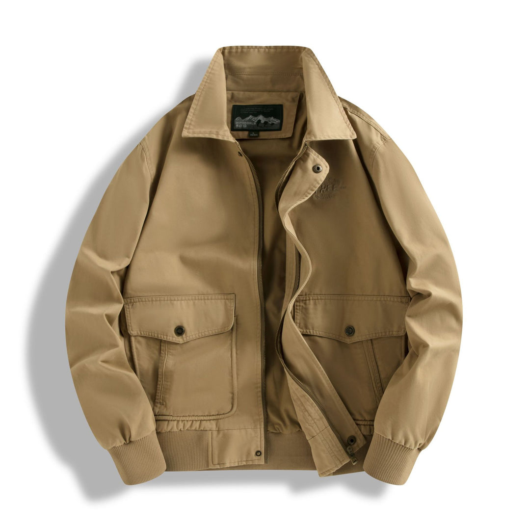 Men's Classic Field Bomber Jacket with Two-Way Zipper and Flap Pockets Mune Fashion