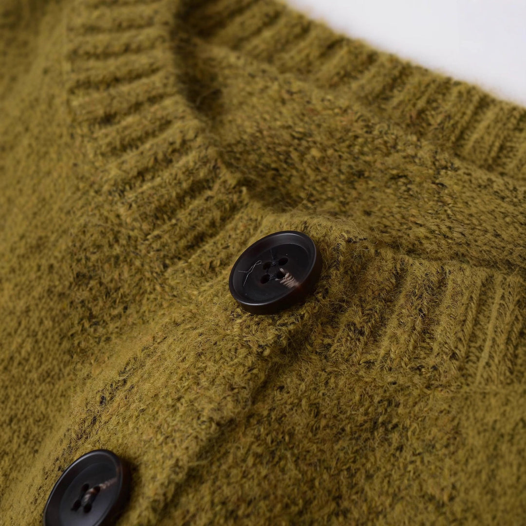 Women's Boucle Pullover with Henley Button Placket and Raglan Sleeves Mune Fashion
