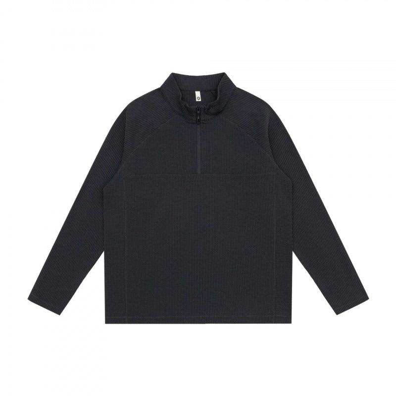 Unisex Chunky Knit Half-Zip Sweater with Stand Collar and Boxy Cut Mune Fashion