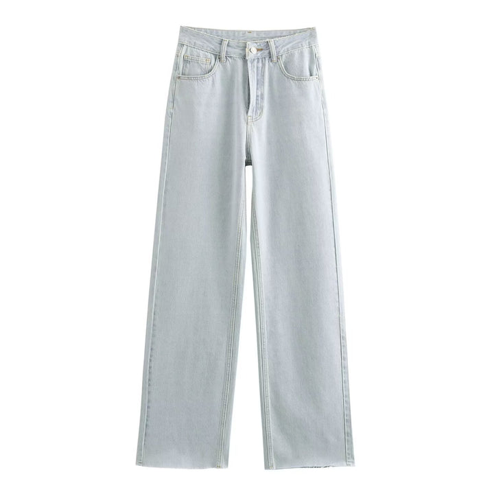 Women's high-waisted wide-leg jeans with wide leg and vintage wash Mune Fashion