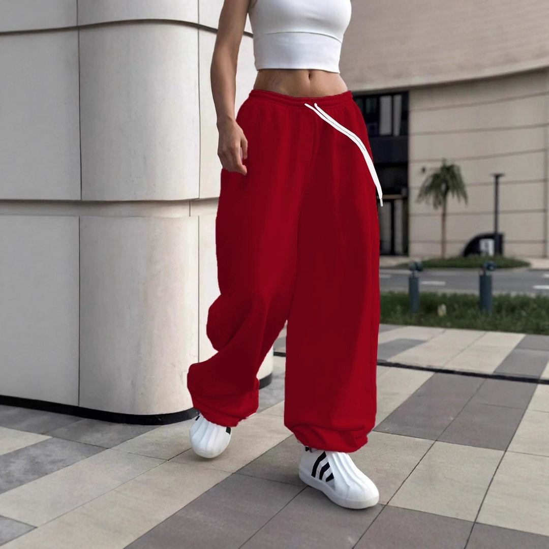 Women's wide Baggy joggers with a high comfort waistband, drawstring and elastic ankle cuffs Mune Fashion