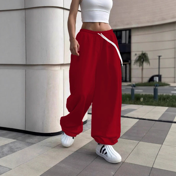 Women's wide Baggy joggers with a high comfort waistband, drawstring and elastic ankle cuffs Mune Fashion