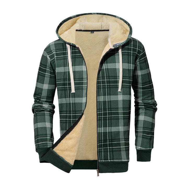 Men's Comfortable Fleece Jacket in Checked Design Mune Fashion