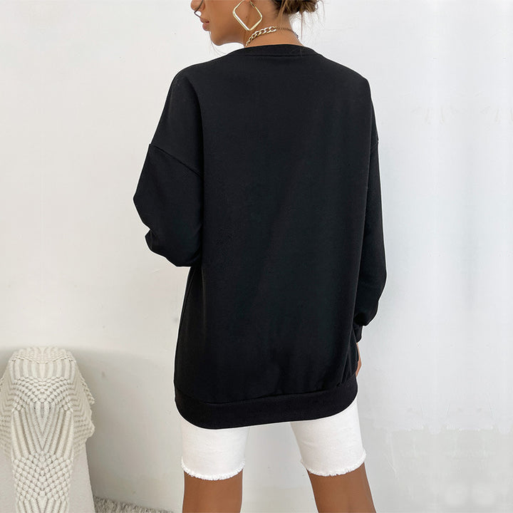 Women's Oversize Sweatshirt with College Print and Raglan Sleeves Mune Fashion