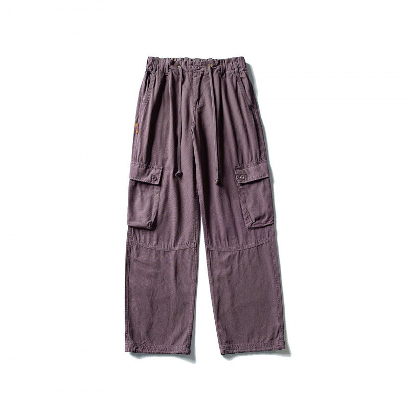 Men's cargo pants with wide leg, elastic drawstring waistband, and patch flap pockets Mune Fashion
