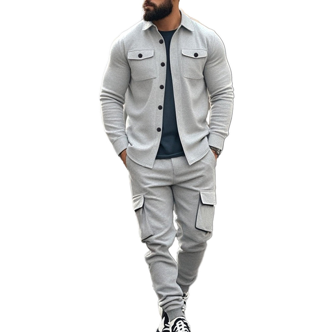 Men's Cargo Set with Casual Shirt and Elastic Pants Mune