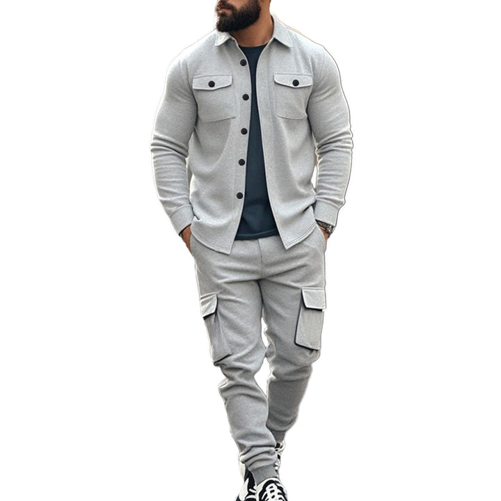 Men's Cargo Set with Casual Shirt and Elastic Pants Mune