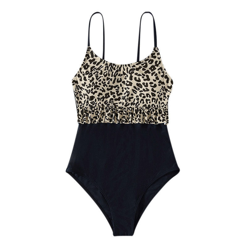 Women’s One-Piece Swimsuit with Voluminous Ruffle Design and Animal Print Mune Fashion