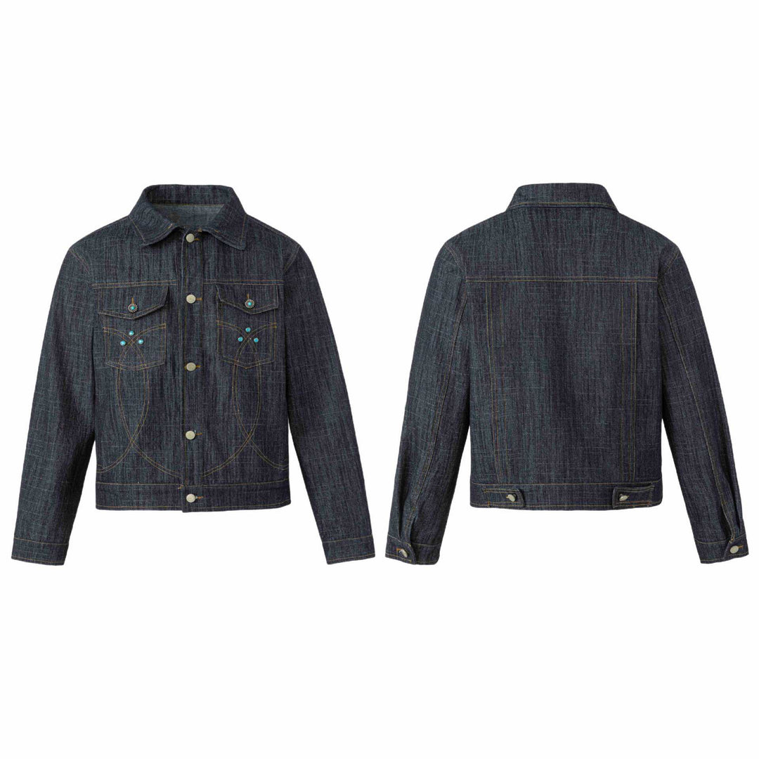 Women's denim jacket with decorative studs and precise decorative seams Mune Fashion