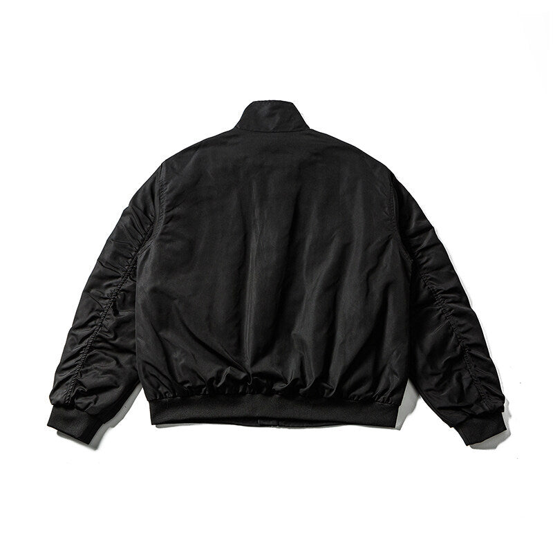 Men's Lightweight Bomber Jacket in Minimalist Satin Look with Stand Collar and Elastic Hem Mune Fashion