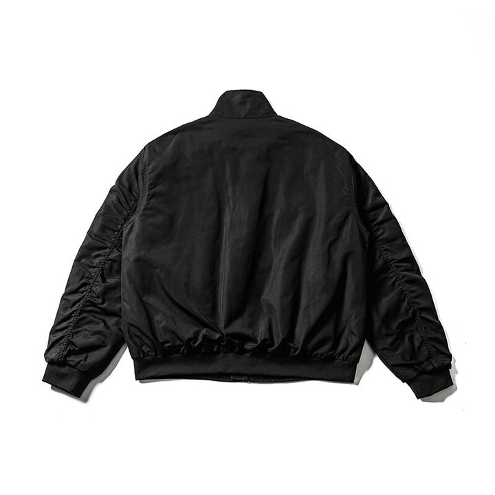 Men's Lightweight Bomber Jacket in Minimalist Satin Look with Stand Collar and Elastic Hem Mune Fashion