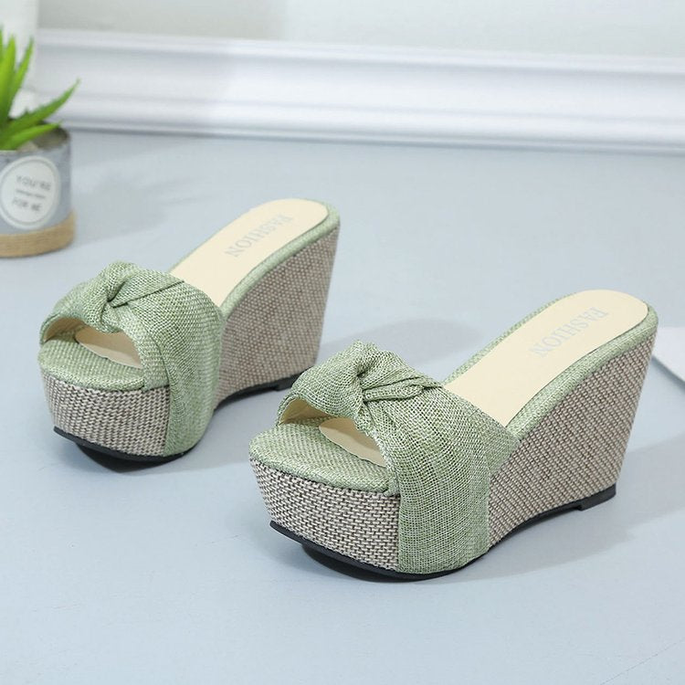 Women nan wedge sandal with high bast platform and twisted textile strap Mune Fashion