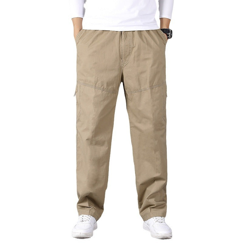 Men's loose-fitting cargo pants with elastic drawstring waistband, knee patches & zip pockets Mune Fashion