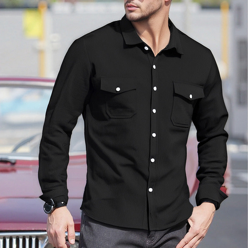 Men's Long Sleeve Shirt with Practical Chest Pockets Mune Fashion