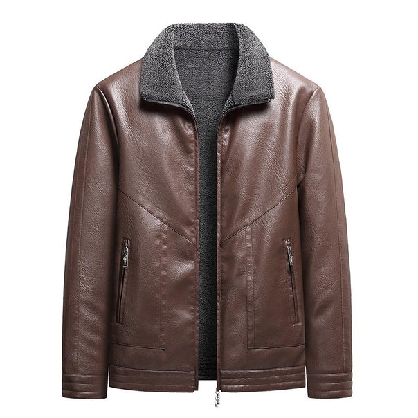 Men's Modern Faux Leather Blazer with Teddy Lining Mune Fashion