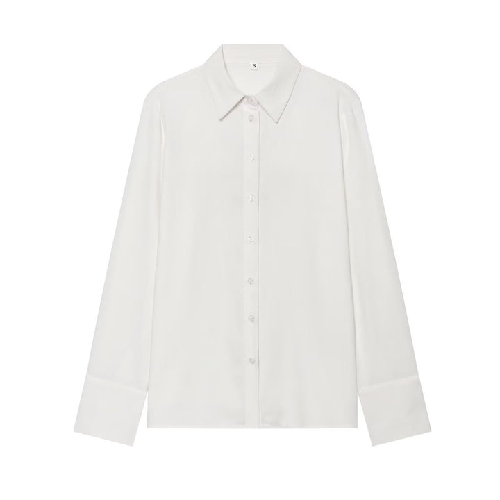 Ladies Oversized Silk Effect Blouse with Kent Collar and Cuffs Mune Fashion