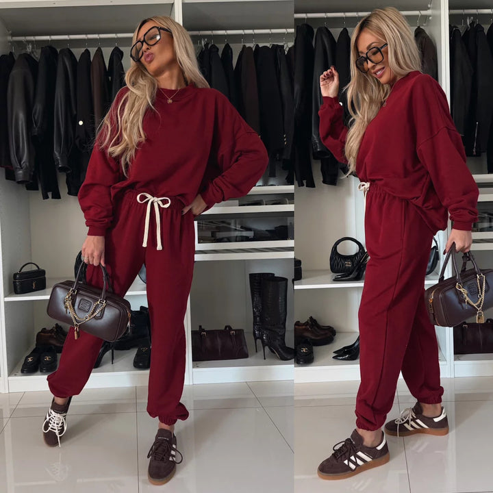 Women's relaxed lounge set made of organic cotton French terry with drawstring, elastic waistband, and ribbed cuffs Mune Fashion
