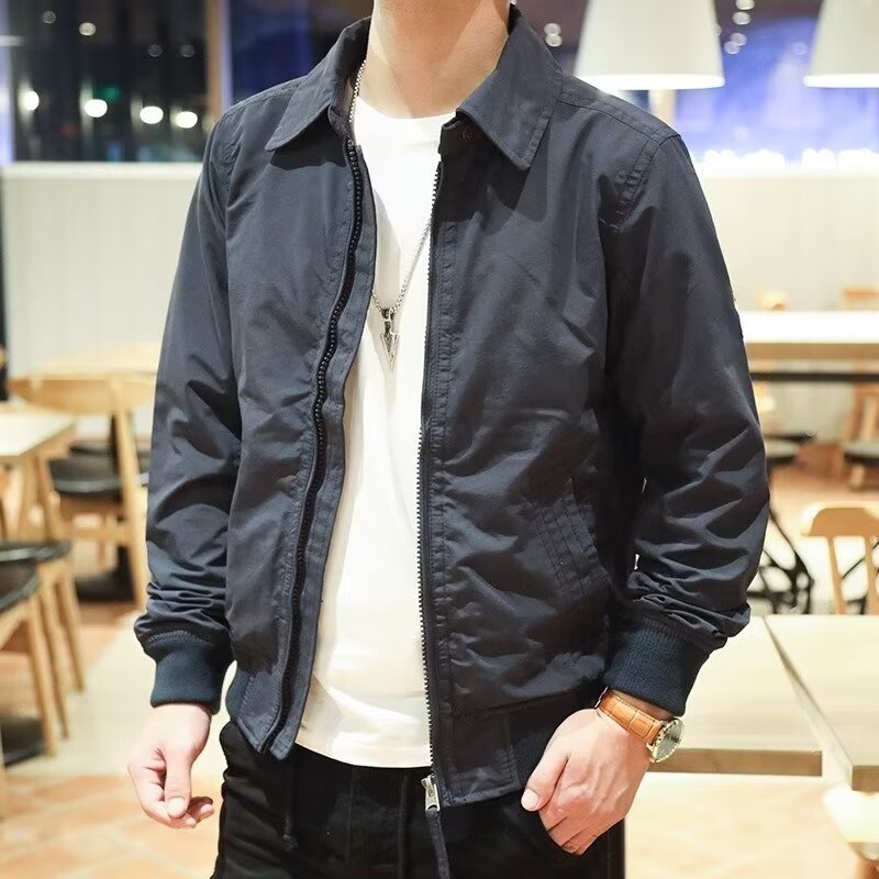 Men's Fashionable Bomber Jacket with Checked Lining Mune Fashion