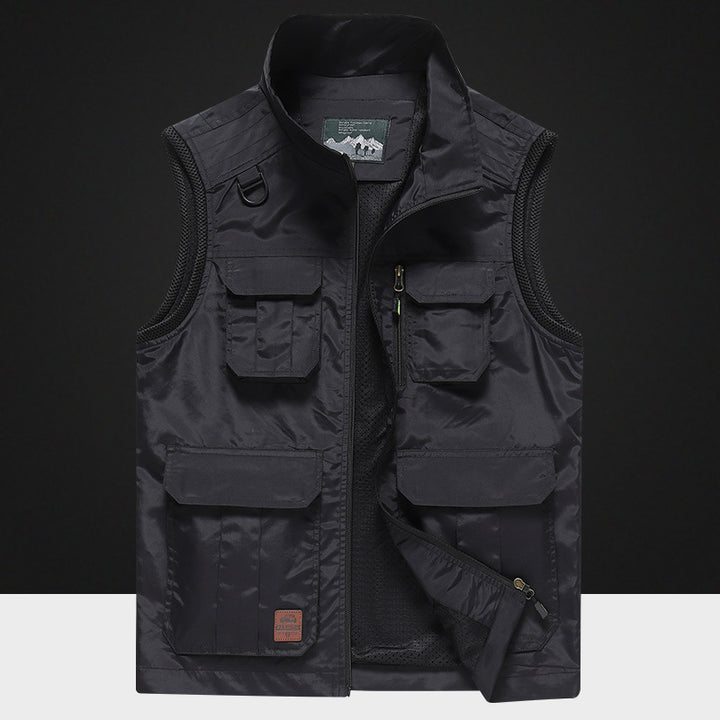 Men's Multifuntional Outdoor Vest with Breathable Mesh Lining and Multiple Pockets Mune Fashion