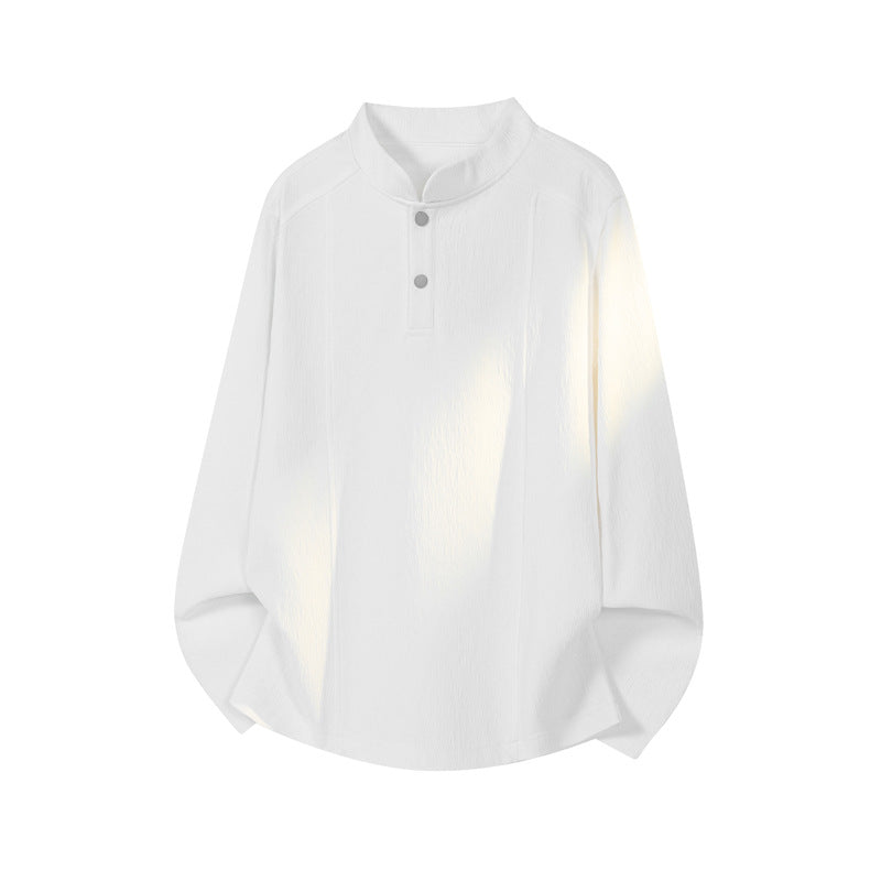 Men's High-Quality Long Sleeve Shirt with Stand Collar and Button Placket Mune Fashion