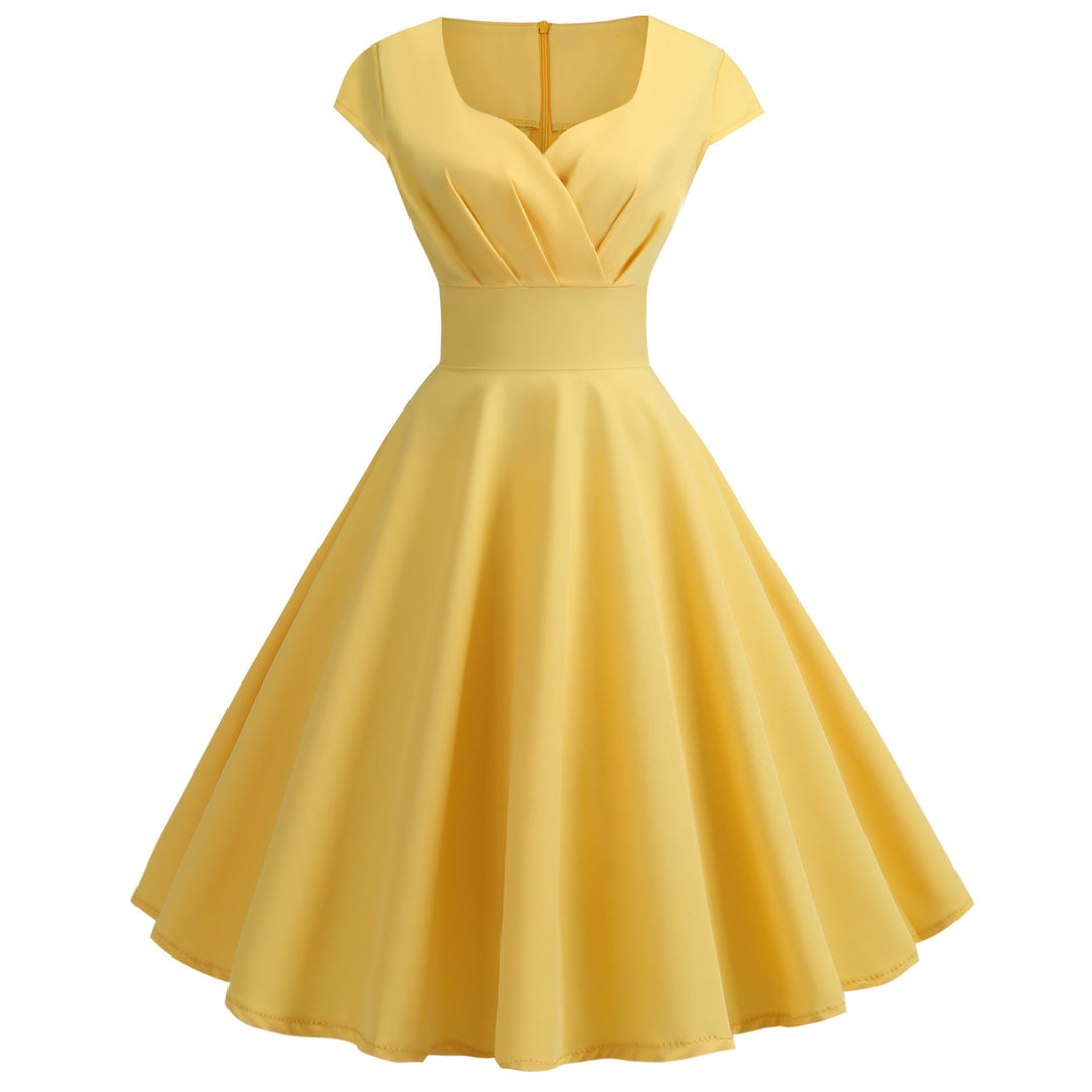 Women A-line dress with elegant waist cut and swinging hem Mune Fashion
