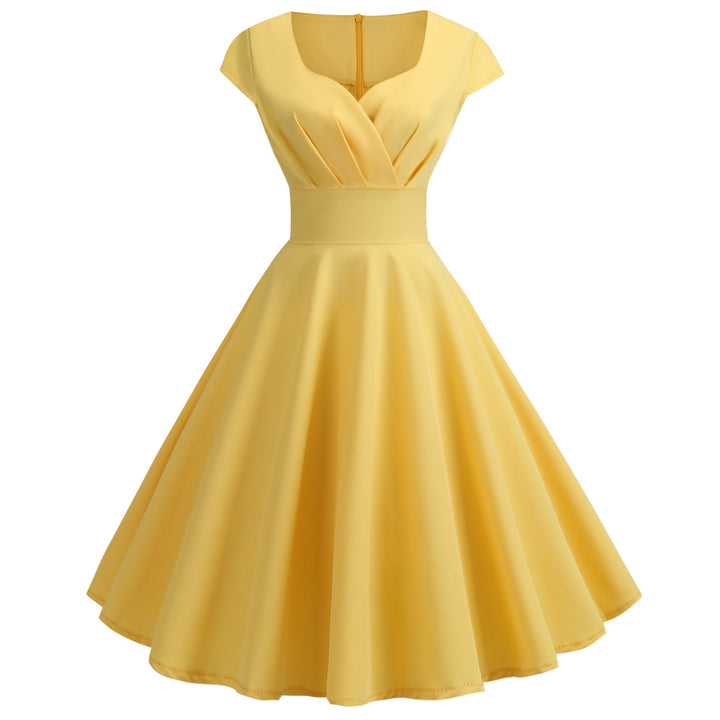 Women A-line dress with elegant waist cut and swinging hem Mune Fashion