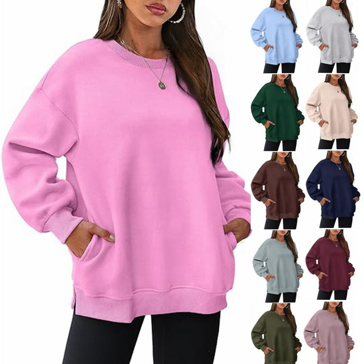 Women’s casual oversized sweatshirt with side pockets, ribbed hem, and dropped shoulder Mune Fashion