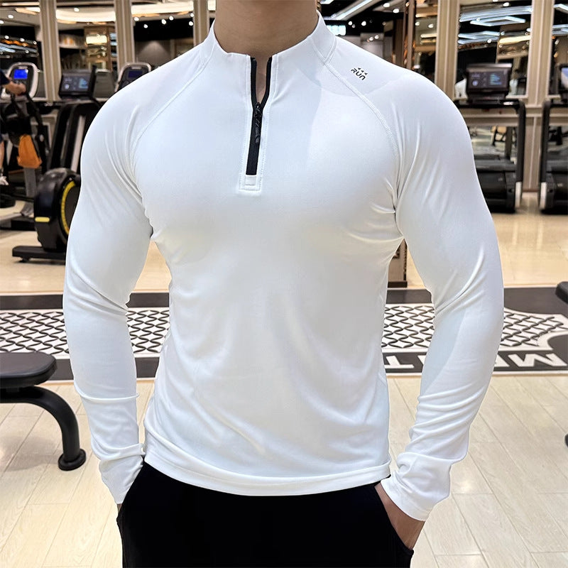 Men's Sporty Long Sleeve Shirt with Zipper Mune Fashion