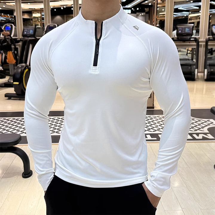 Men's Sporty Long Sleeve Shirt with Zipper Mune Fashion