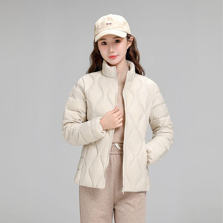 Women's Lightweight Quilted Hooded Jacket with Diamond Quilting and Thermal Insulation Mune Fashion
