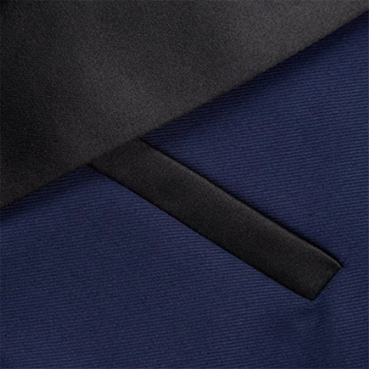 Men's Tailored Three-Piece Tuxedo with Shawl Collar and Satin Lapel Mune Fashion