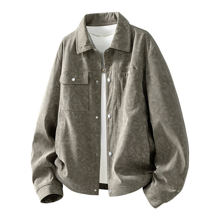 Men's Patterned Cord Jacket with Practical Pockets Mune Fashion