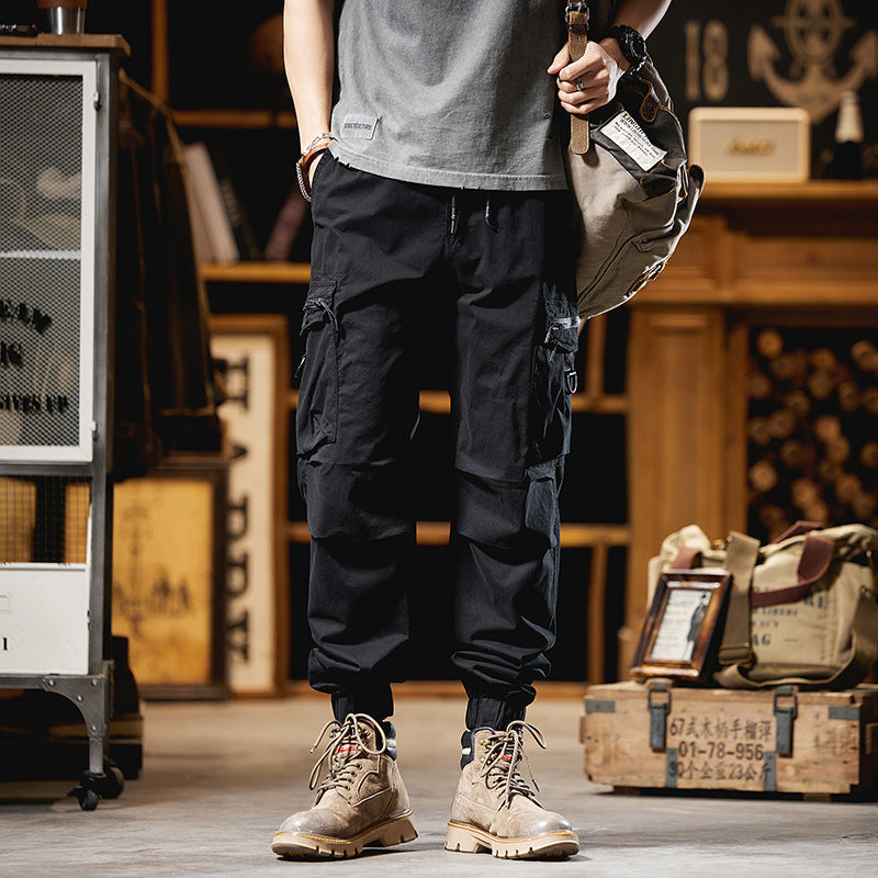 Men's Multifunctional Cargo Jogging Pants with D-Rings, Zipper Flaps, and Elastic Cuffs Mune Fashion
