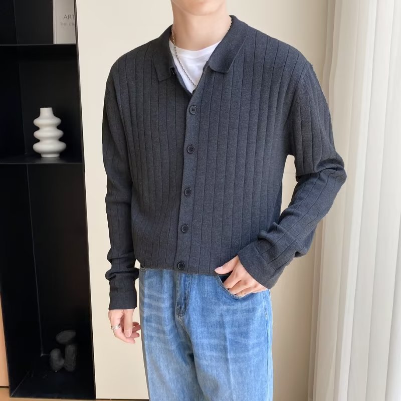 Men's Elegant Long Sleeve Polo Shirt with Structure Mune Fashion