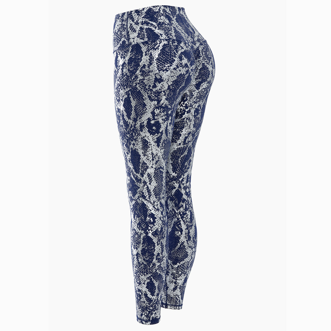 Women's high-waisted sports leggings with shaping compression and structured snake embossing Mune Fashion