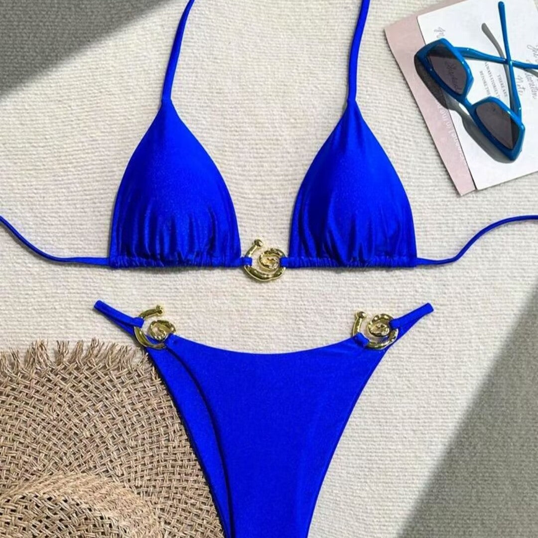 Women's Triangle Bikini with sophisticated Gold Detail Mune Fashion