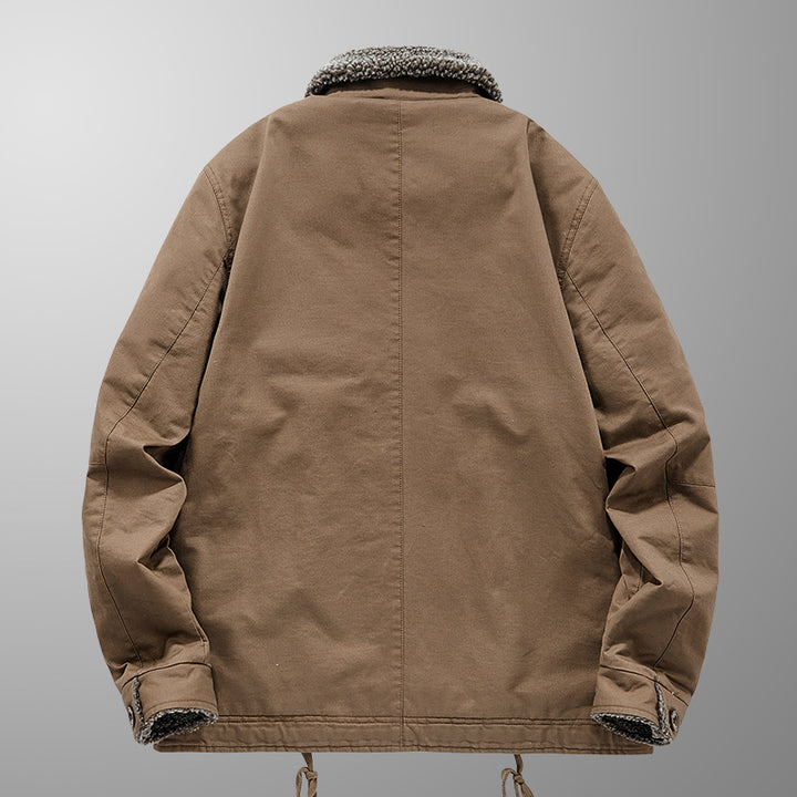 Men's insulated canvas work jacket with sherpa lining and shirt collar Mune Fashion