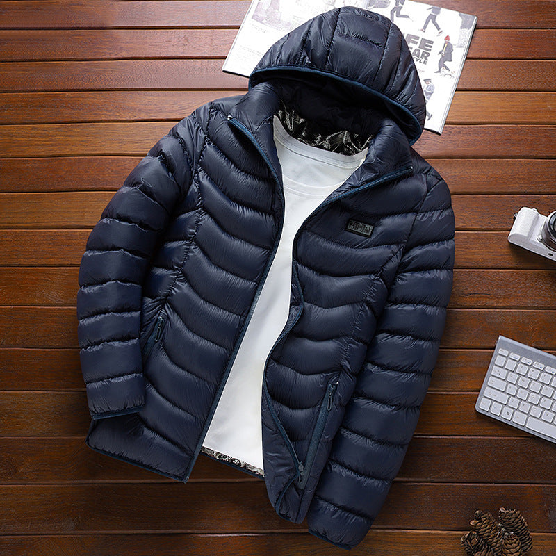 Men's ultralight quilted down jacket with hood, wind-resistant outer shell and packing function Mune Fashion